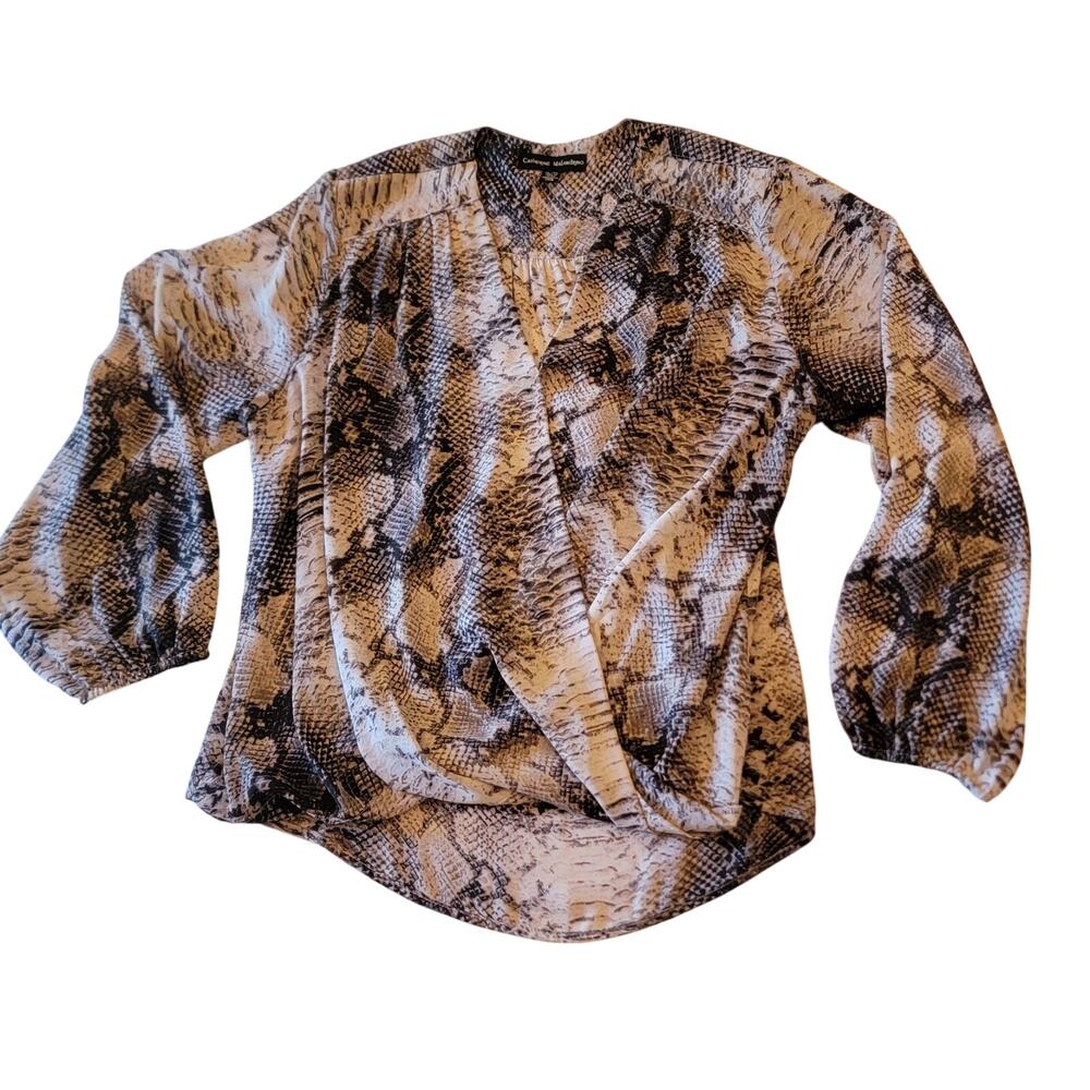 Catherine Malandrino Snakeskin Print Crisscross Wrap Blouse Size: XL